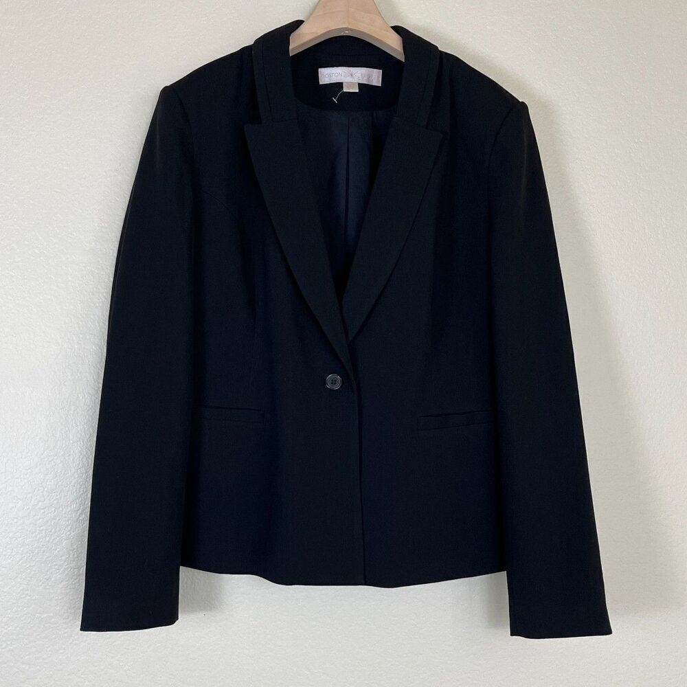 Boston Proper Women's Size 18 Jet Black Beyond Travel Classic Boyfriend Blazer